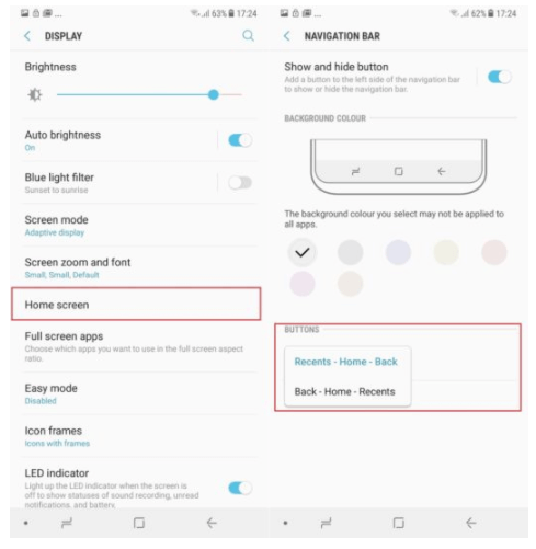 Sesuaikan tata letak tombol navigasi pada layar